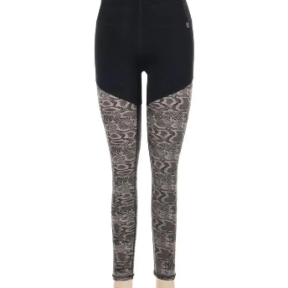 Body Language Sportswear black w/ brown & black snakeskin print leggings Size XS
